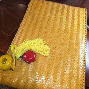 VTG Sunny Yellow Woven Clutch with Tassel
